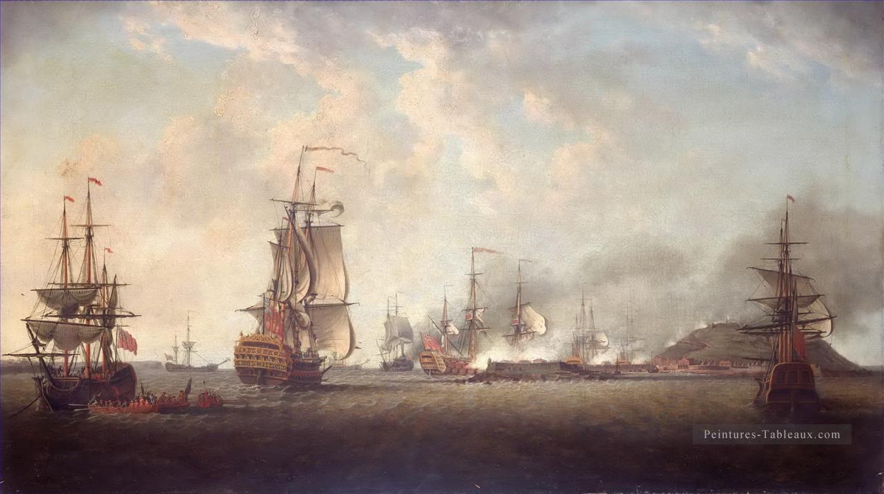 Attaque sur Goree 29 décembre 1758 Batailles navales Peintures à l'huile